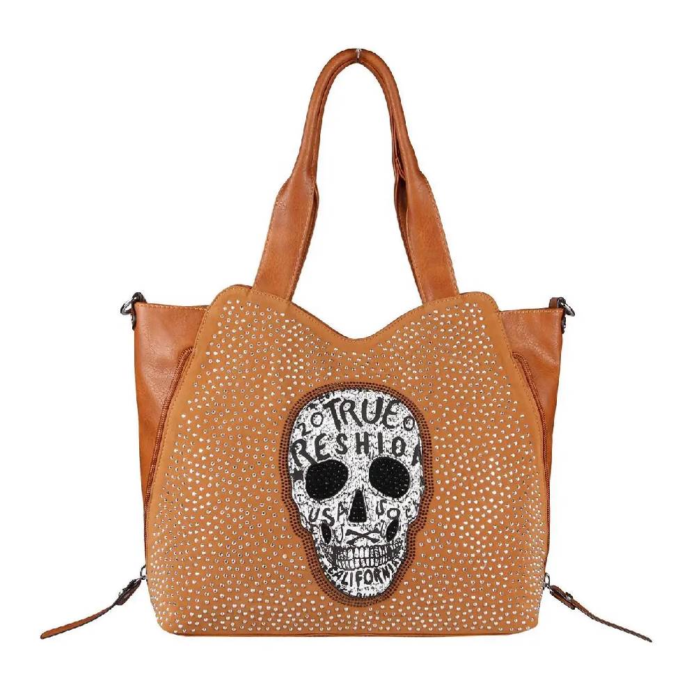 OBC XXL Damen Totenkopf Tasche Handtasche Skulls Shopper Beuteltasche Schultertasche Umhängetache Reisetasche Weekender Schädel Gothic Bag