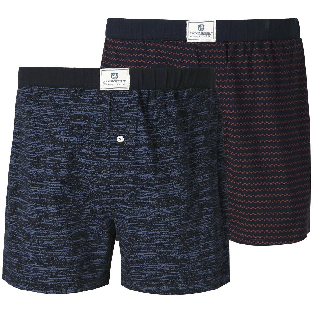 Jan Vanderstorm 2er Pack Retropant HERMUND dunkelblau gemustert