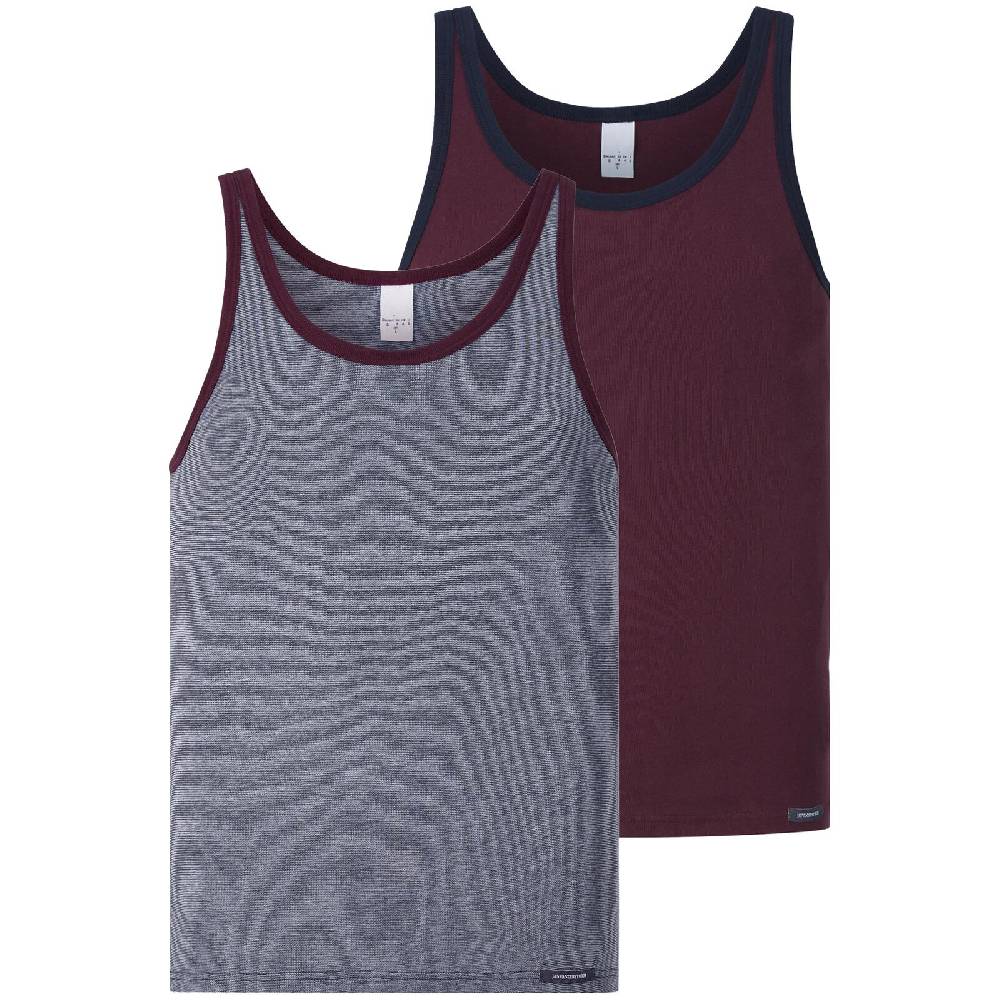 Jan Vanderstorm 2er Pack Unterhemd RUDIN dunkelrot blau