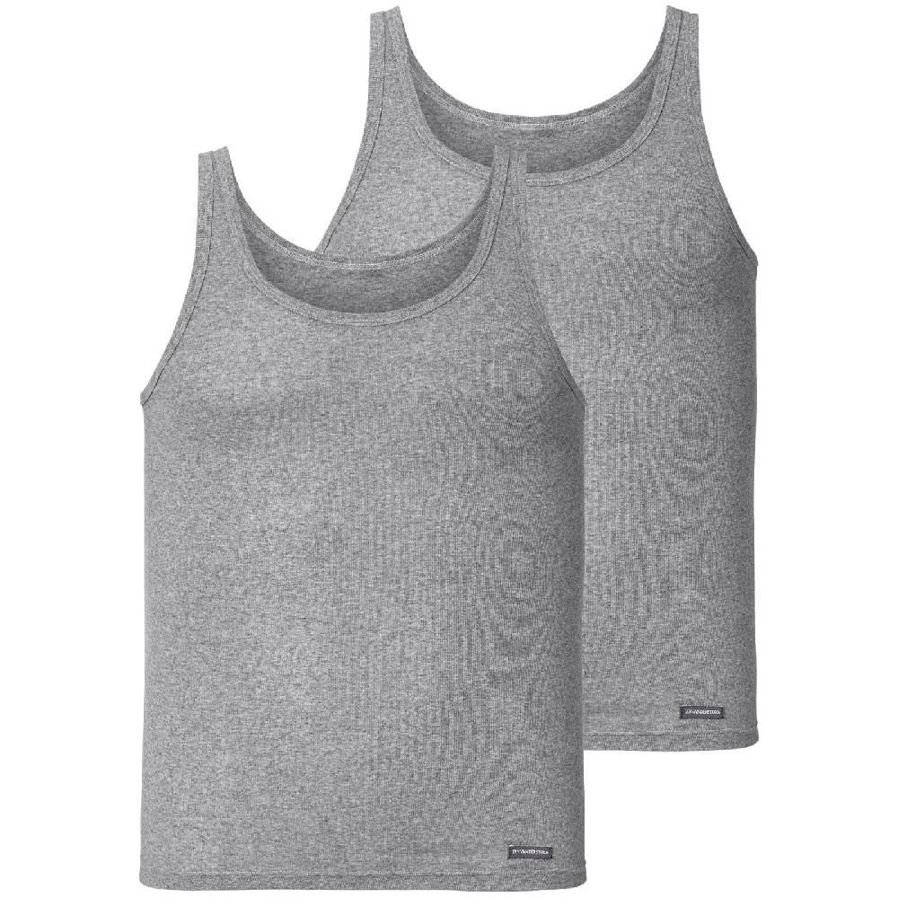 Jan Vanderstorm 2er Pack Unterhemd SOINI grau melange
