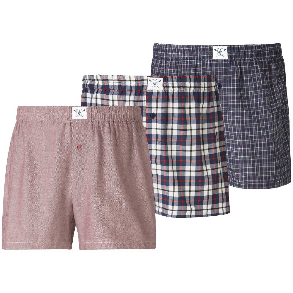 Jan Vanderstorm 3er Pack Boxershorts MARKKU dunkelblau rot gemustert