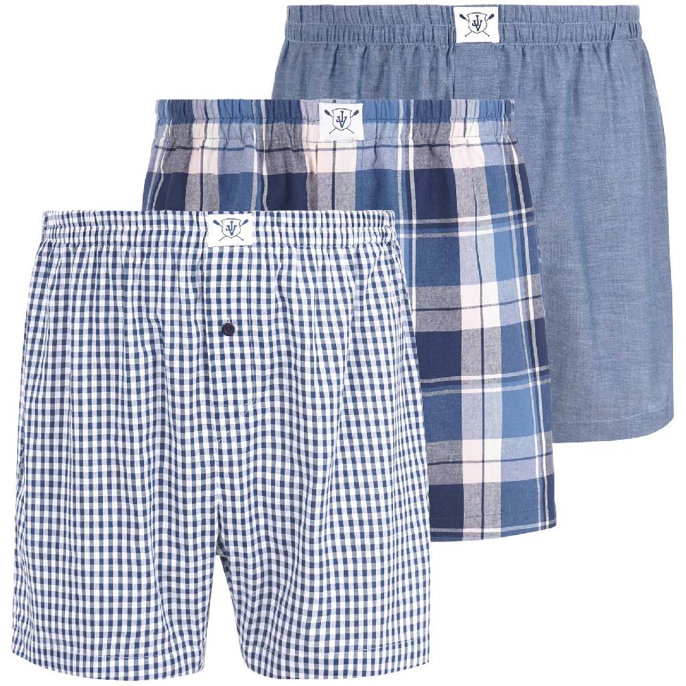 Jan Vanderstorm 3er Pack Boxershorts RIKU blau gemustert