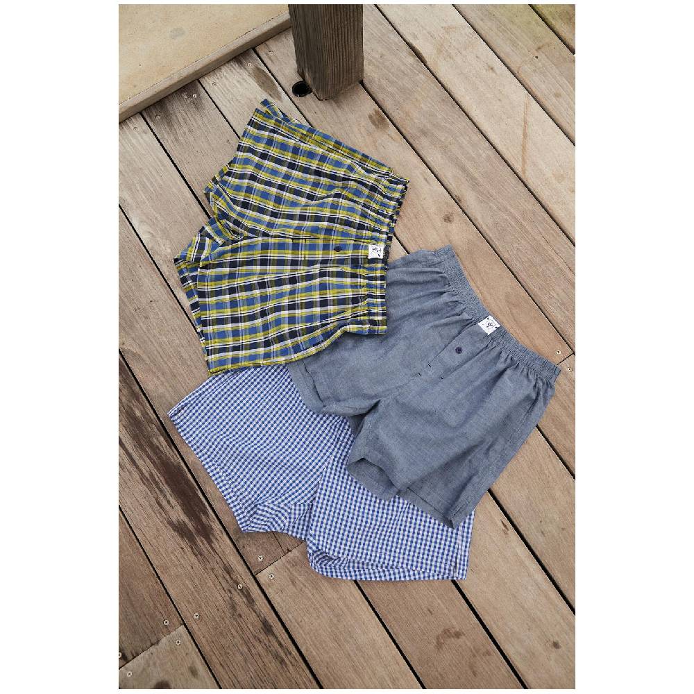 Jan Vanderstorm 3er Pack Boxershorts RIKU Royal Blau Gemustert