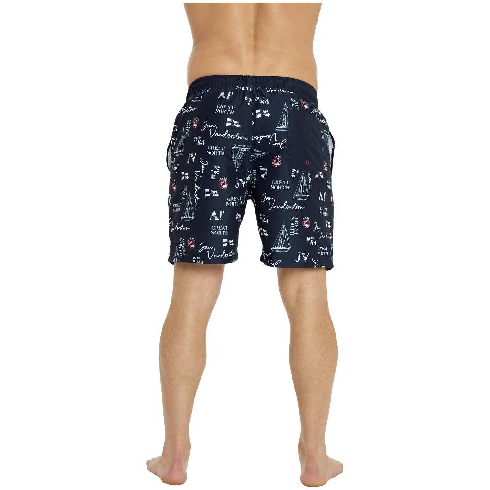 Jan Vanderstorm Badeshort CORNELIS Dunkelblau Bedruckt