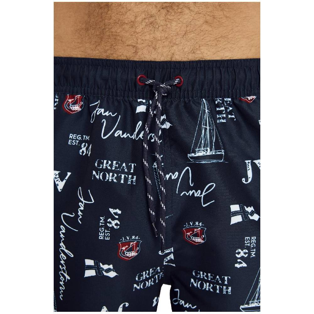 Jan Vanderstorm Badeshort CORNELIS Dunkelblau Bedruckt