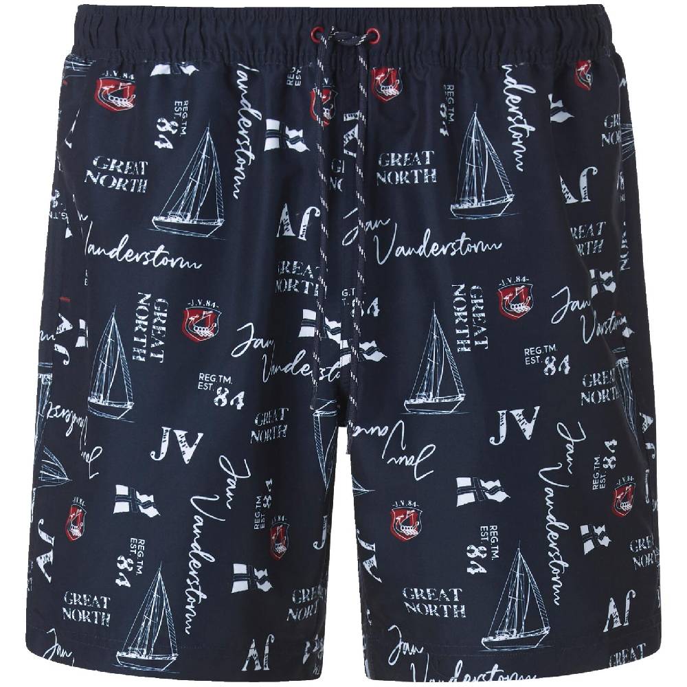 Jan Vanderstorm Badeshort CORNELIS dunkelblau bedruckt