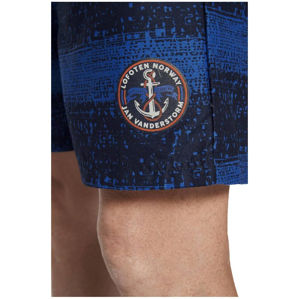 Jan Vanderstorm Badeshorts SEMION Dunkelblau Gemustert