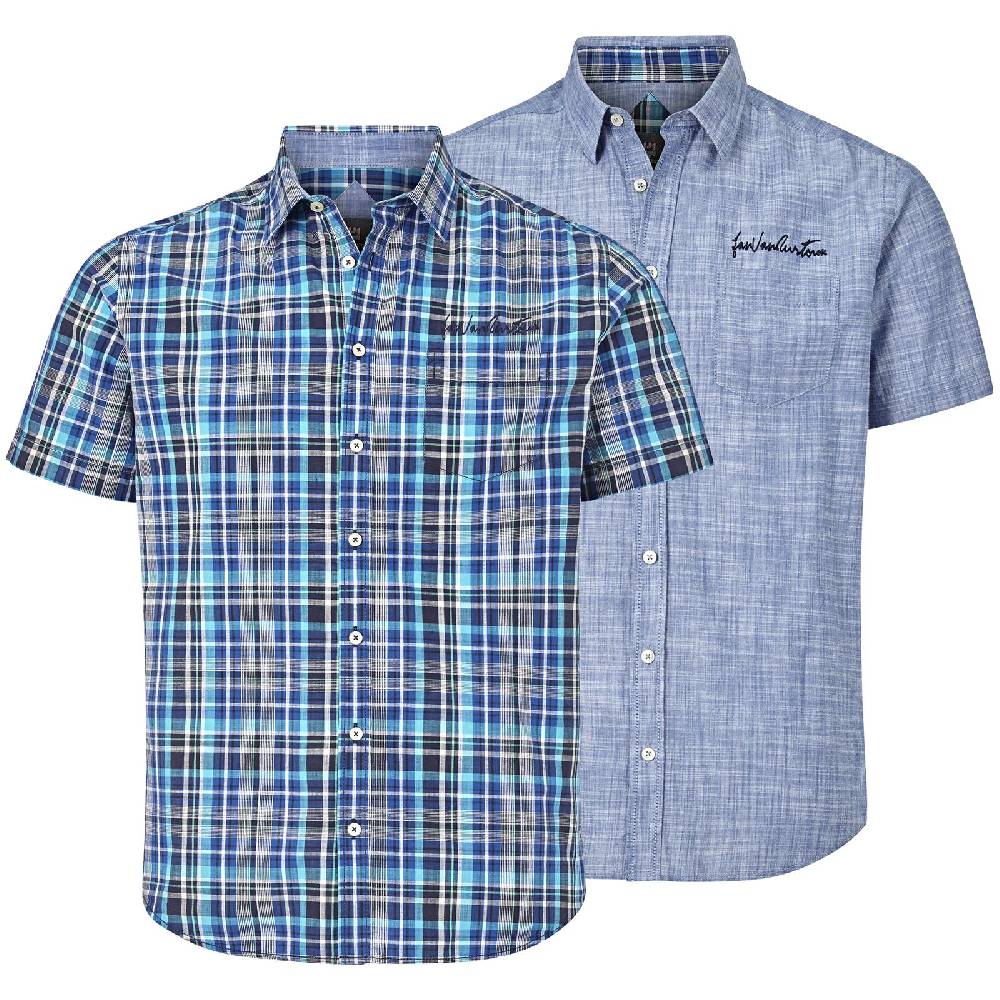 Jan Vanderstorm Doppelpack Hemd DANKWARD blau kariert