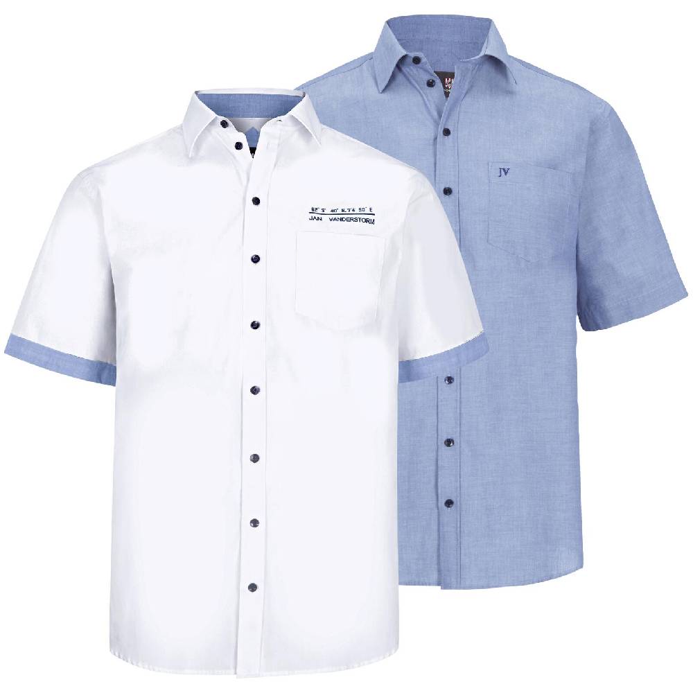 Jan Vanderstorm Doppelpack Hemd EVIN weiß hellblau