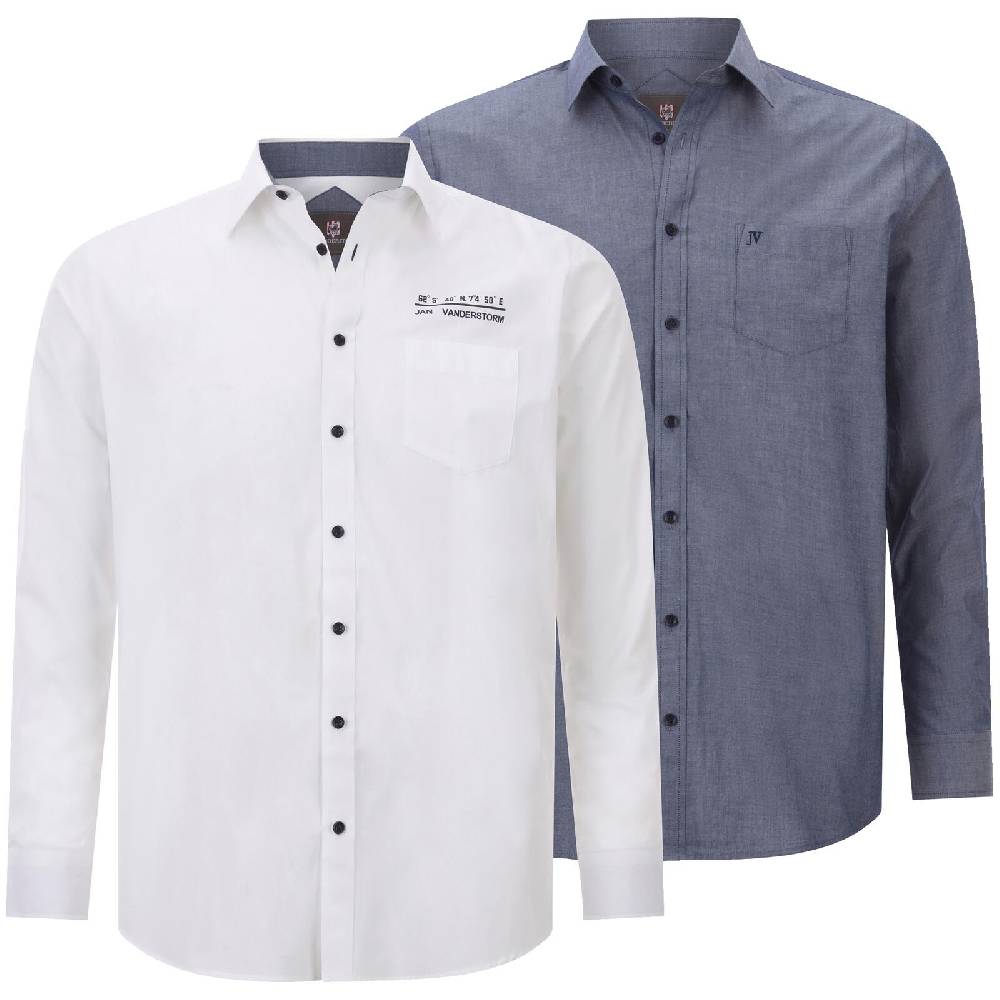 Jan Vanderstorm Doppelpack Hemd ULFE dunkelblau weiß