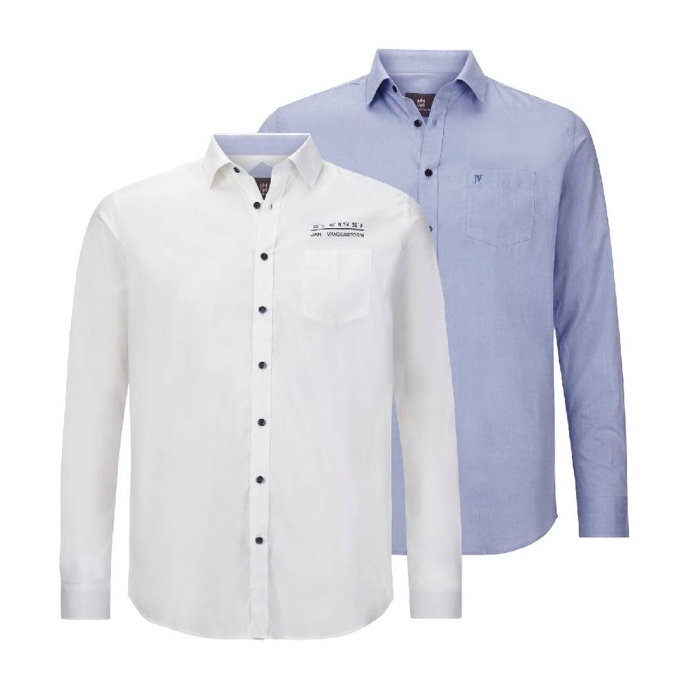Jan Vanderstorm Doppelpack Hemd ULFE hellblau weiß