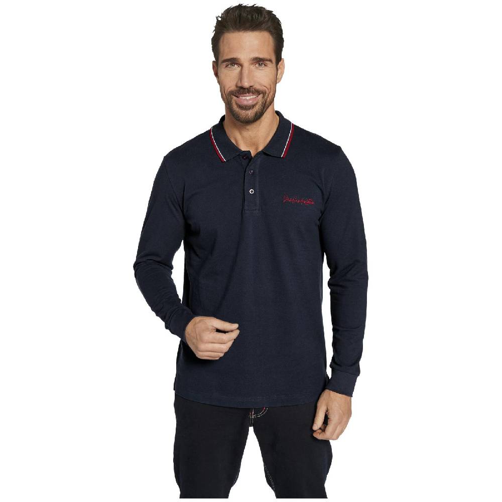 Jan Vanderstorm Doppelpack Langarm-Poloshirt TEUVO Weiß Dunkelblau