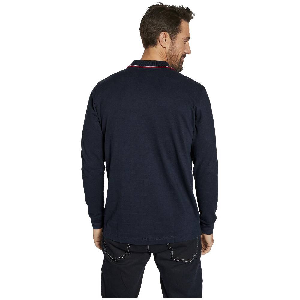 Jan Vanderstorm Doppelpack Langarm-Poloshirt TEUVO Weiß Dunkelblau