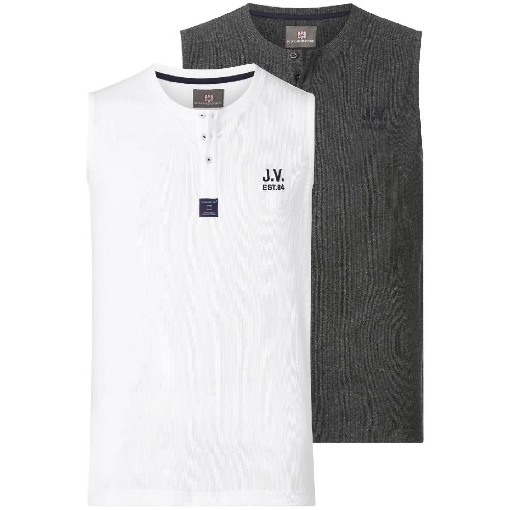 Jan Vanderstorm Doppelpack Muskelshirt MELFES weiß dunkelgrau melange