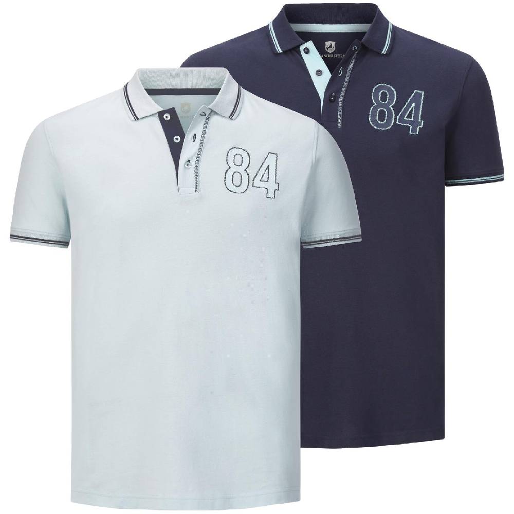 Jan Vanderstorm Doppelpack Poloshirt BERAU hellblau dunkelblau