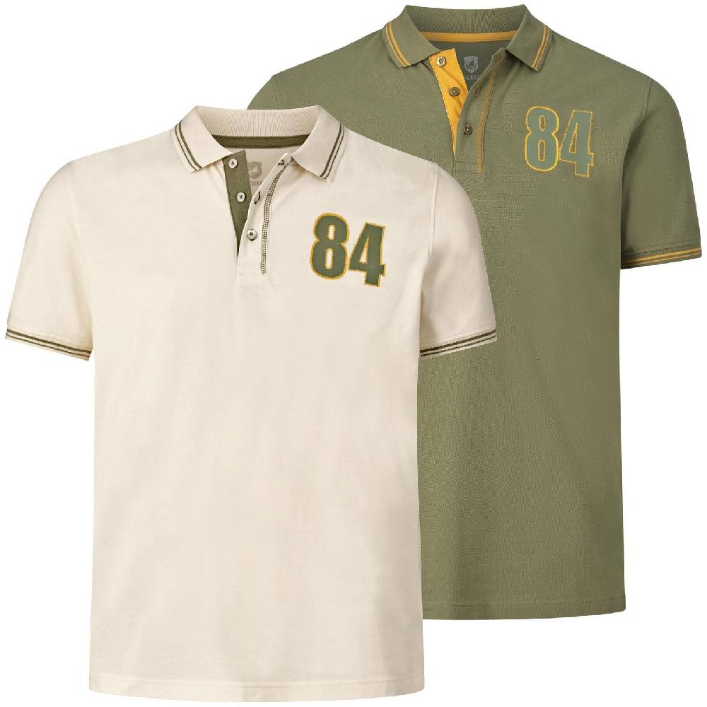 Jan Vanderstorm Doppelpack Poloshirt BERAU wollweiß khaki