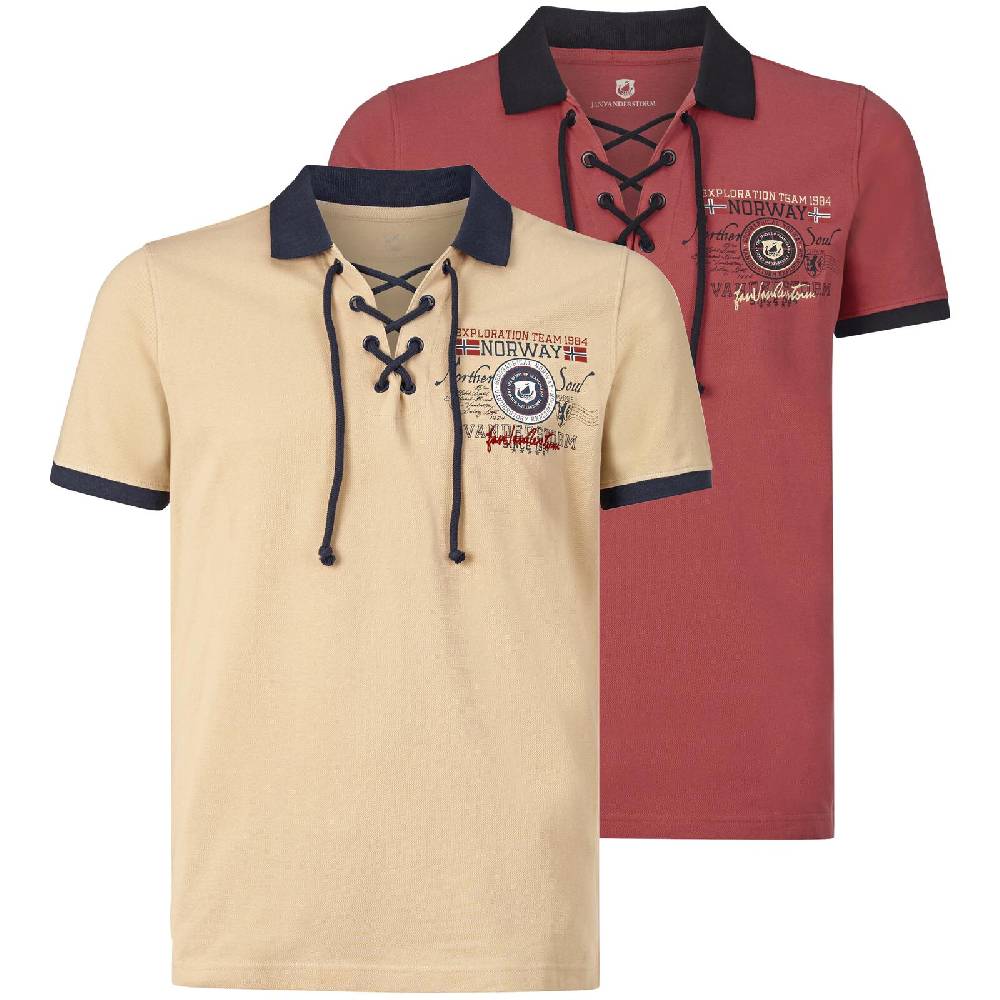 Jan Vanderstorm Doppelpack Poloshirt ELJAR beige hellrot