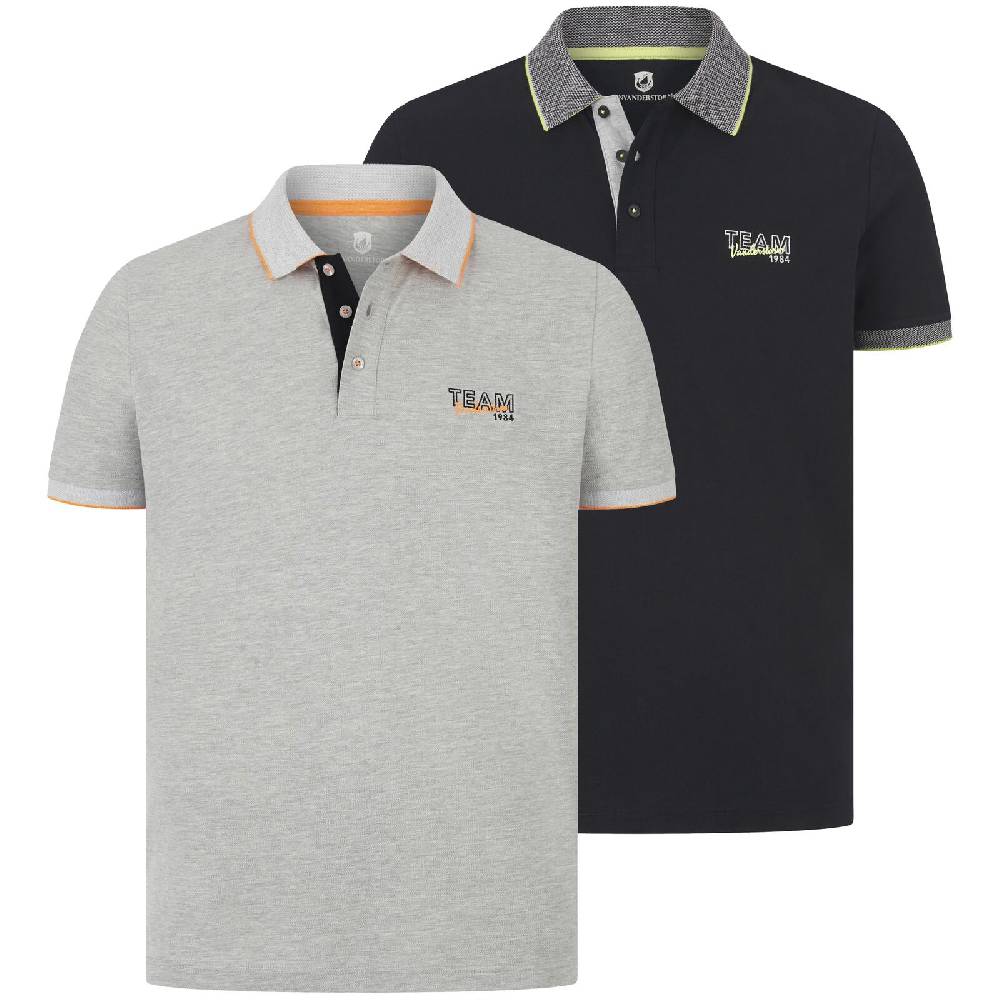 Jan Vanderstorm Doppelpack Poloshirt HARALDFRED silbergrau schwarz