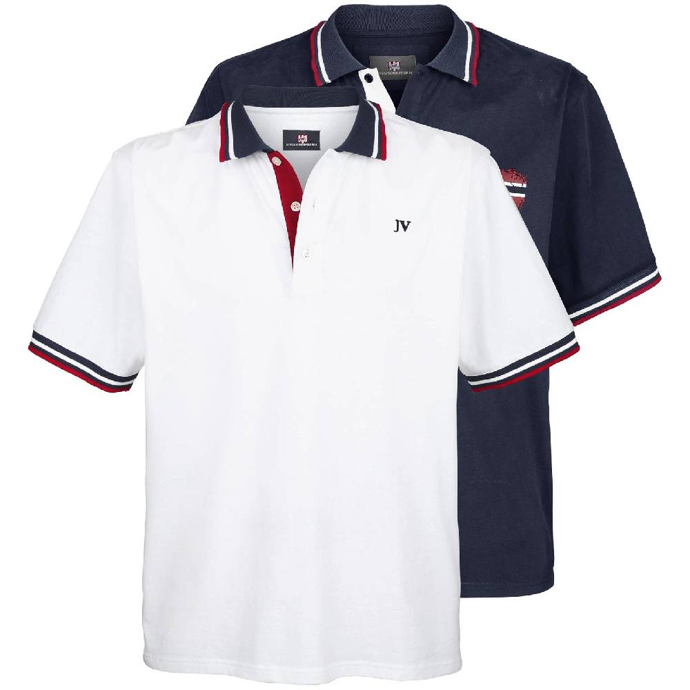 Jan Vanderstorm Doppelpack Poloshirt JOHAN weiß dunkelblau