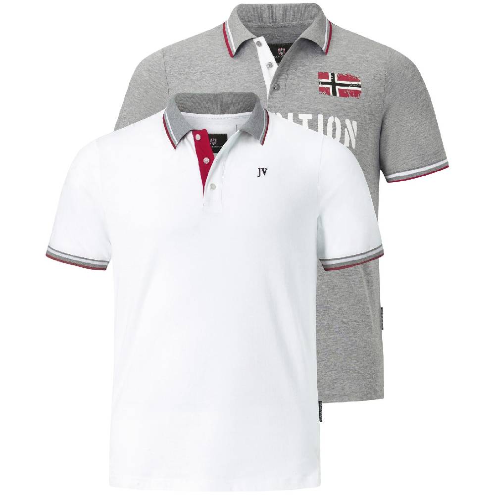 Jan Vanderstorm Doppelpack Poloshirt JOHAN weiß grau