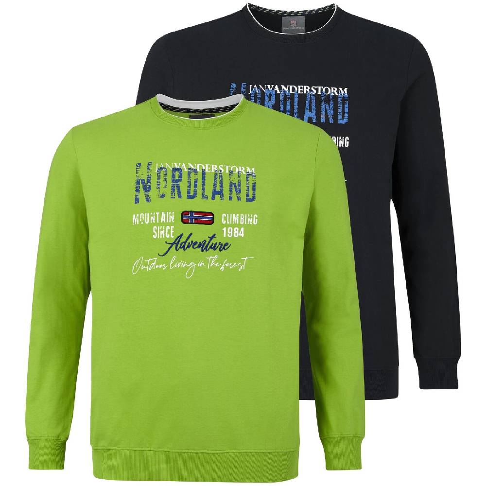 Jan Vanderstorm Doppelpack Sweatshirt BOTU hellgrün schwarz