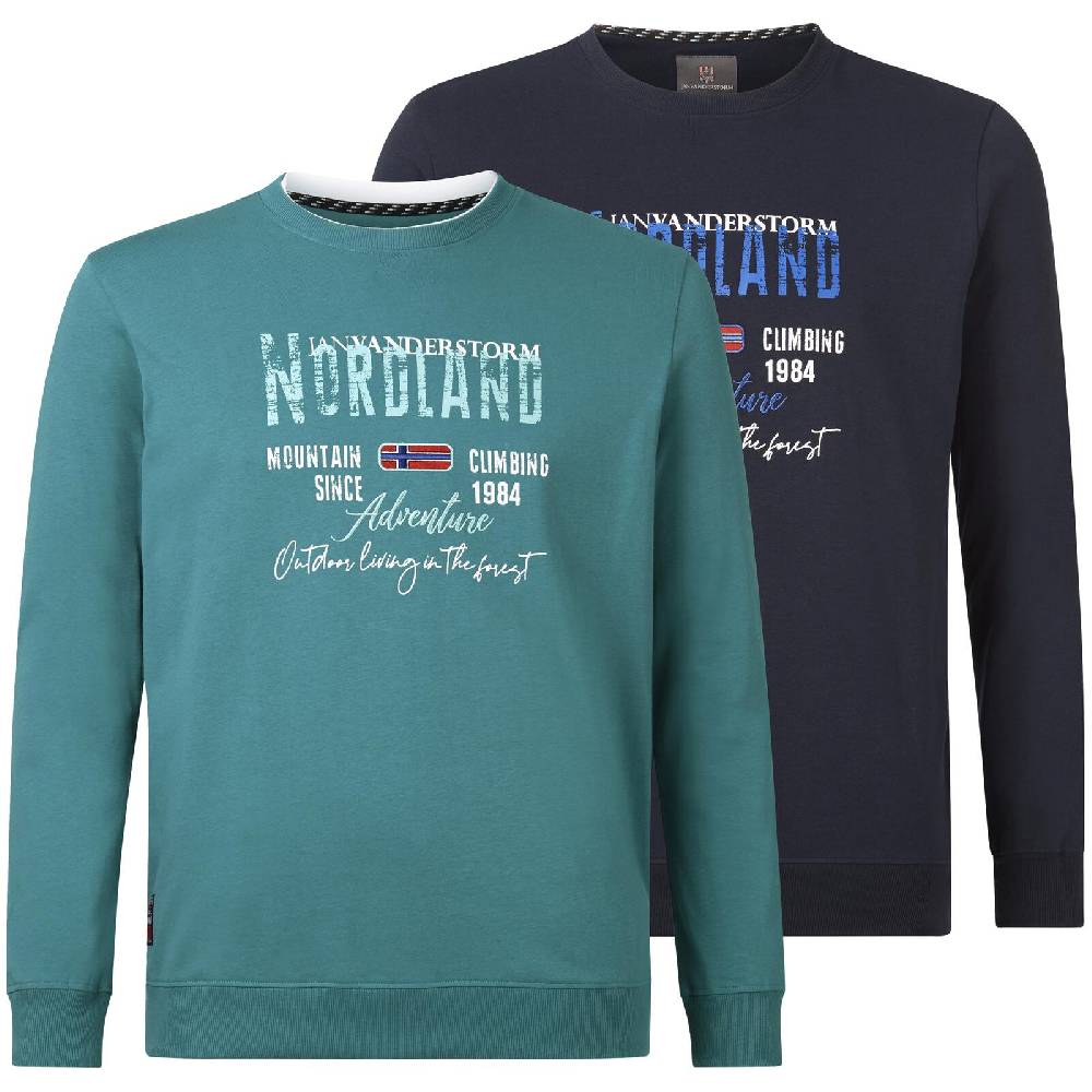 Jan Vanderstorm Doppelpack Sweatshirt BOTU petrol dunkelblau