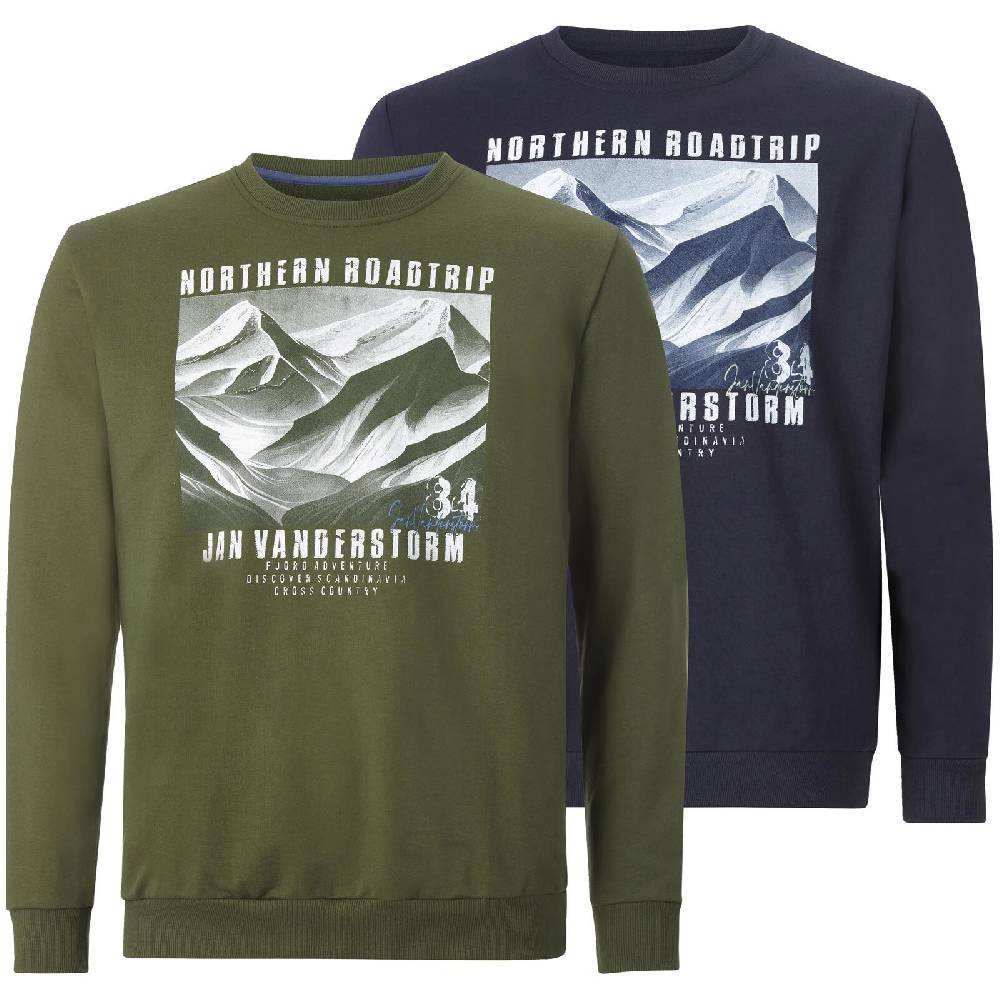 Jan Vanderstorm Doppelpack Sweatshirt HOLDGER grün blau