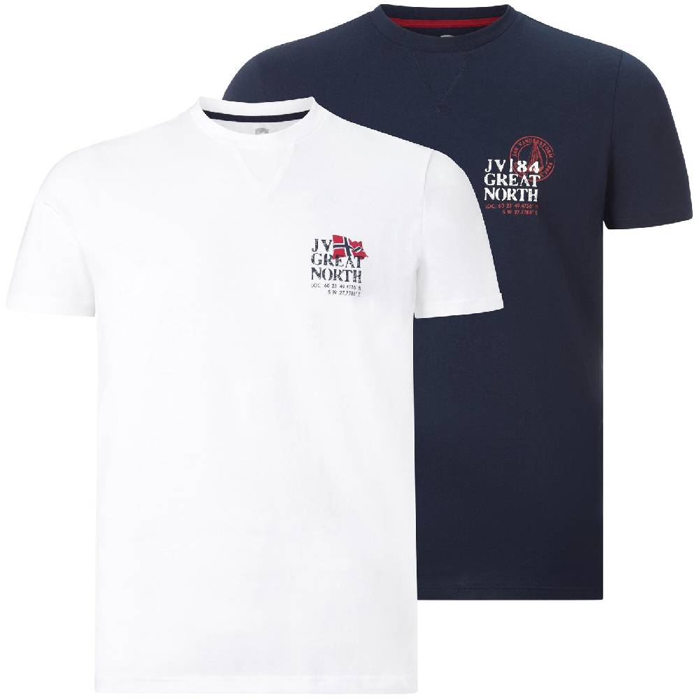 Jan Vanderstorm Doppelpack T-Shirt ADEKE weiß dunkelblau