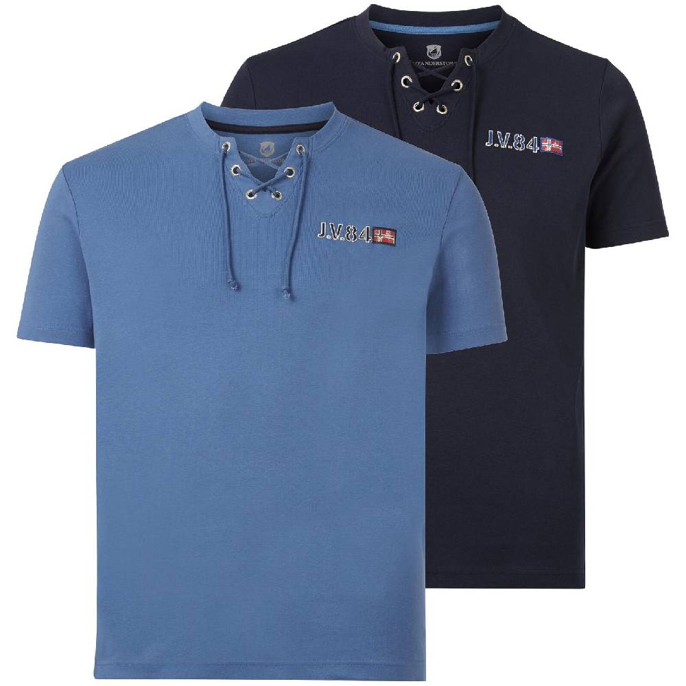 Jan Vanderstorm Doppelpack T-Shirt MAYKO dunkelblau royal blau