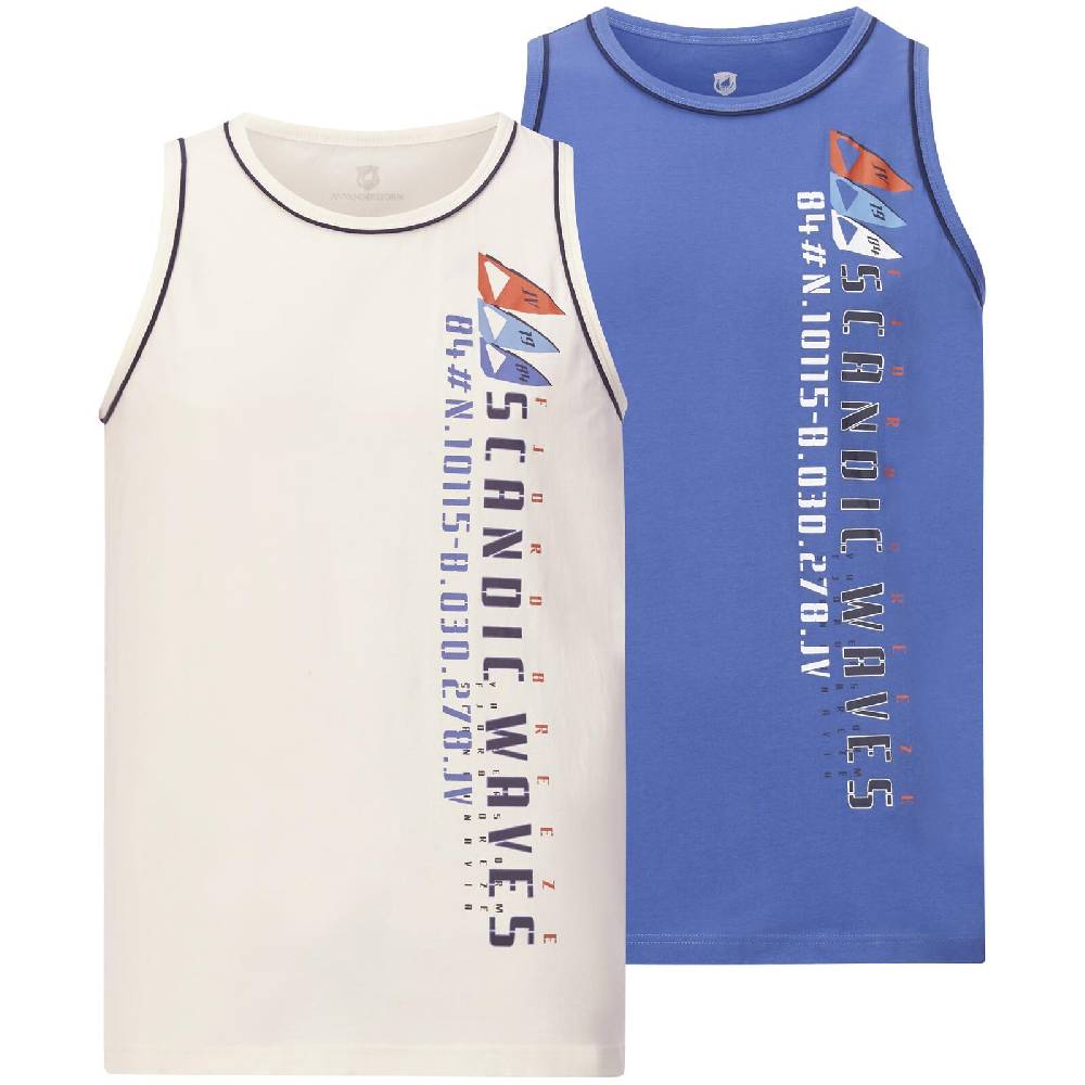 Jan Vanderstorm Doppelpack Tanktop TIDEMAN wollweiß blau