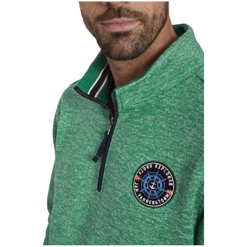 Jan Vanderstorm Fleece-Sweatshirt OHLSEN Grün Melange