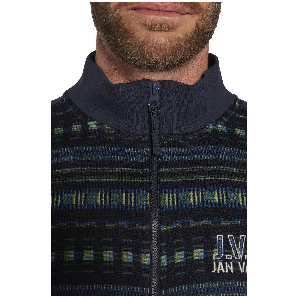 Jan Vanderstorm Fleecejacke NELS Dunkelblau Gemustert