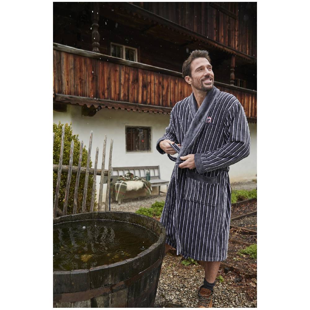 Jan Vanderstorm Bademantel RODIN Grau Gestreift