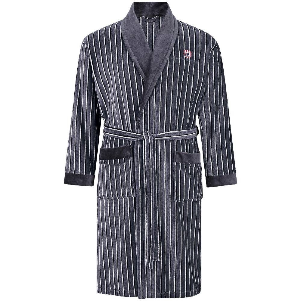 Jan Vanderstorm Bademantel RODIN grau gestreift