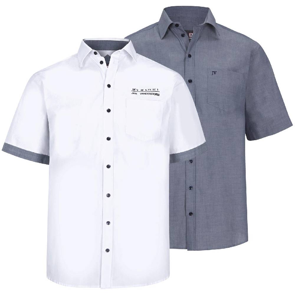 Jan Vanderstorm Doppelpack Hemd EVIN weiß blau