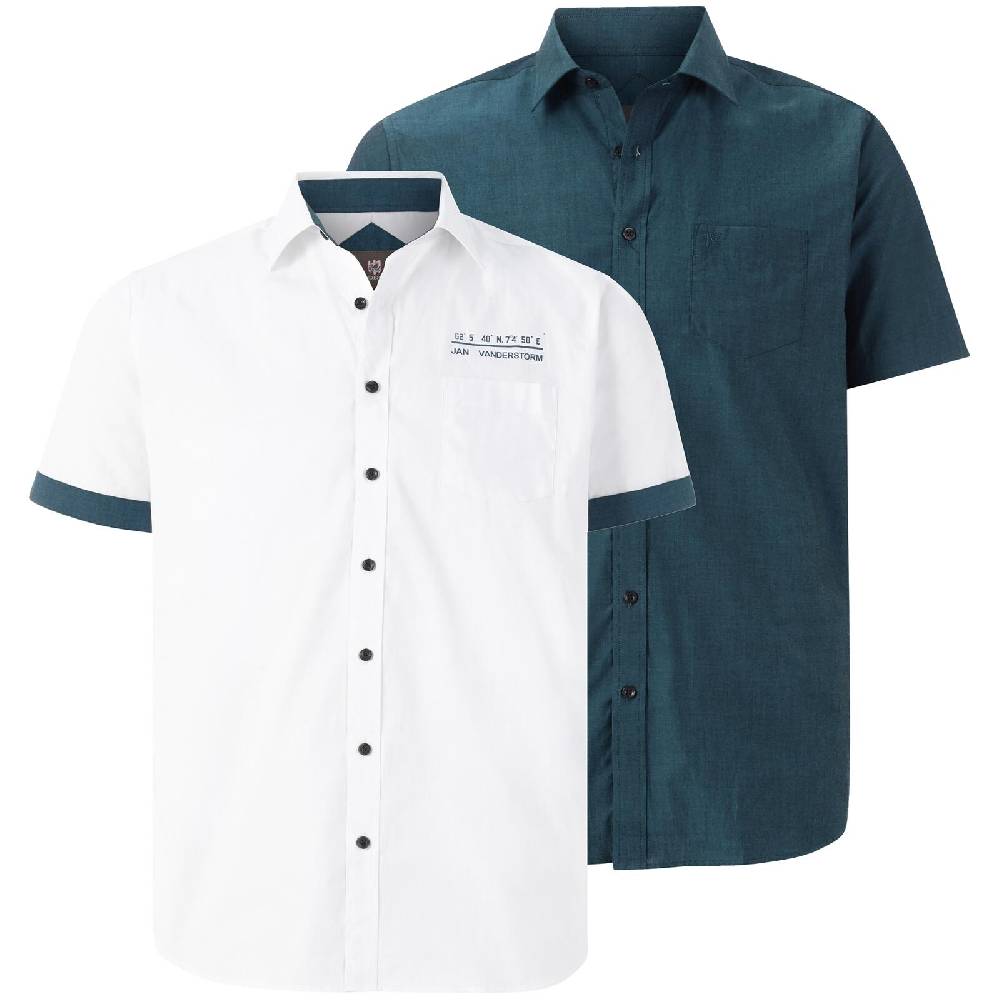 Jan Vanderstorm Doppelpack Hemd EVIN weiß petrol