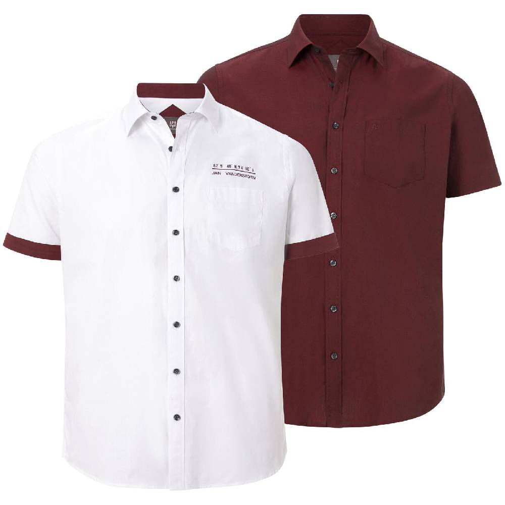 Jan Vanderstorm Doppelpack Hemd EVIN weiß rot