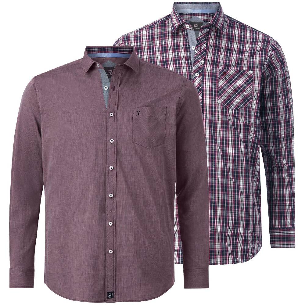 Jan Vanderstorm Doppelpack Hemd JULIAN rot kariert