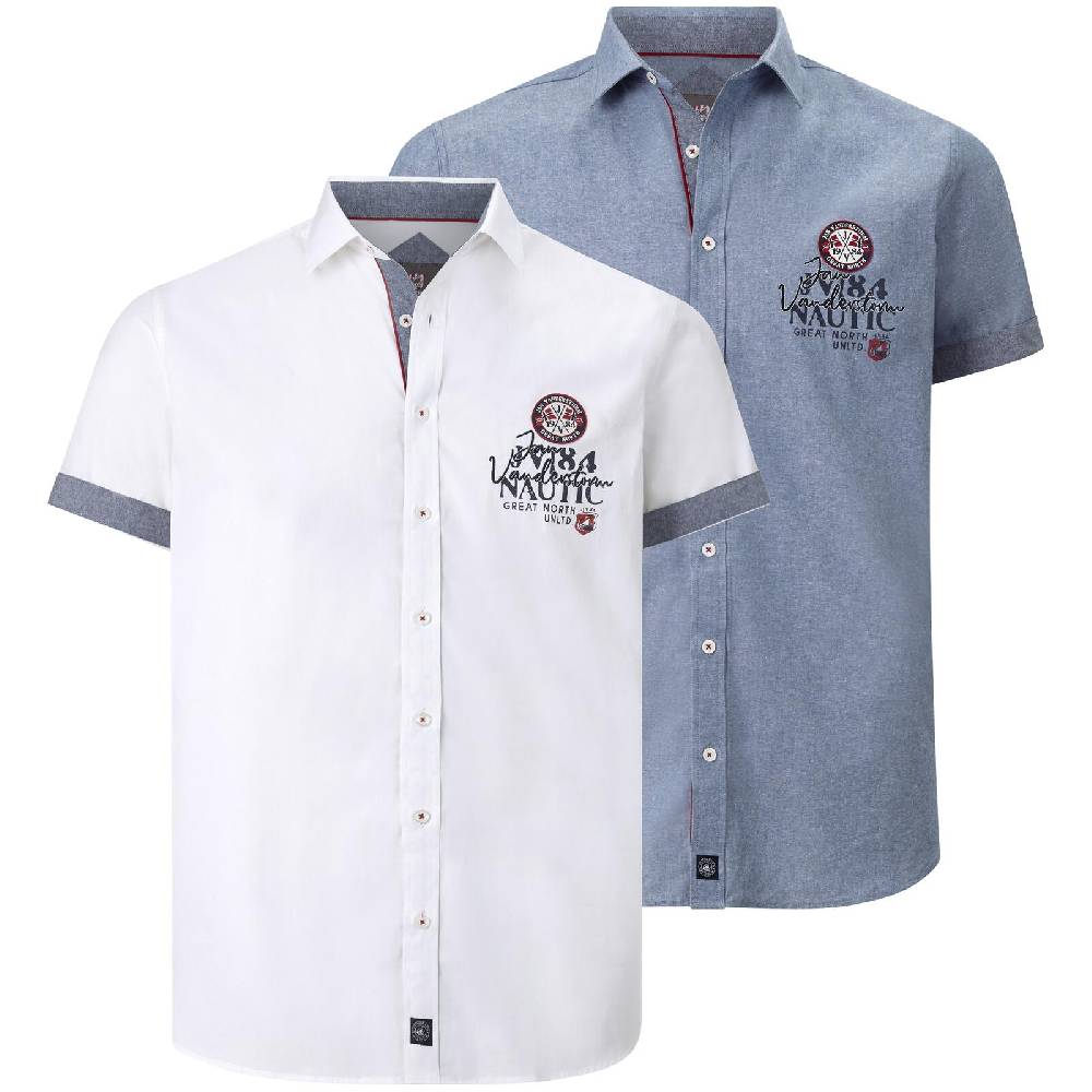 Jan Vanderstorm Doppelpack Hemd SVERKER weiß blau