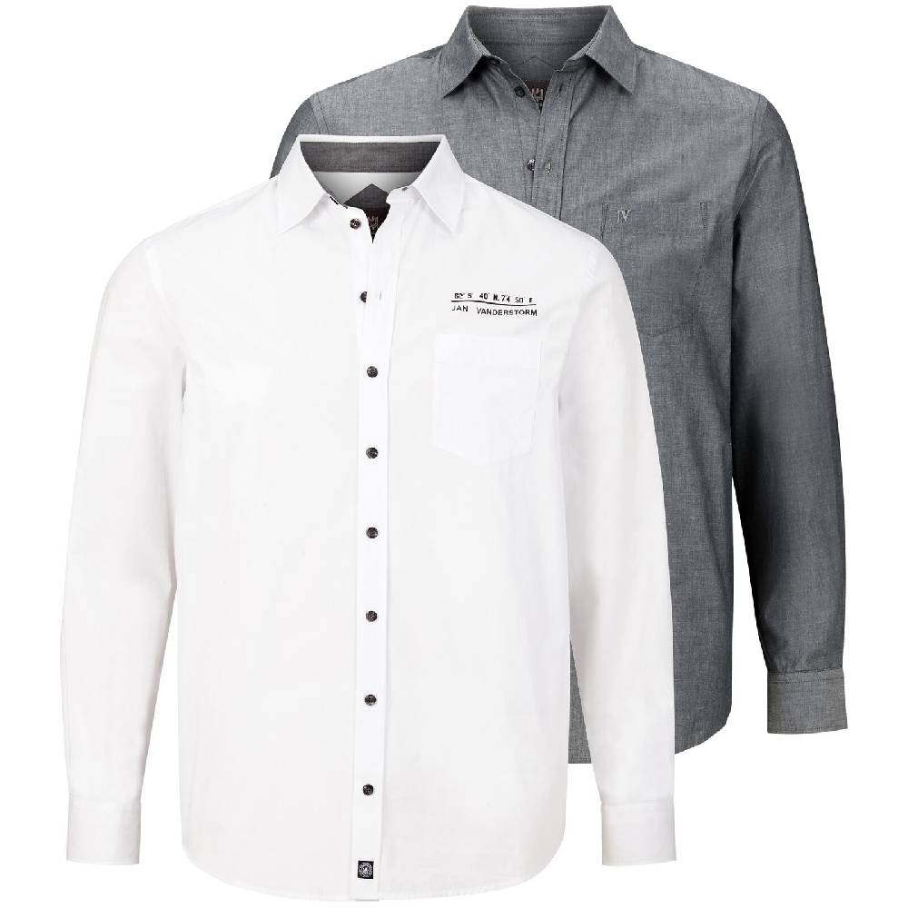 Jan Vanderstorm Doppelpack Hemd ULFE grau weiß