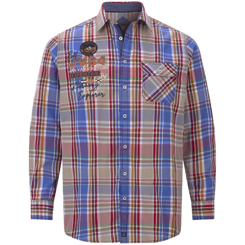 Jan Vanderstorm Hemd DETRIK blau kariert