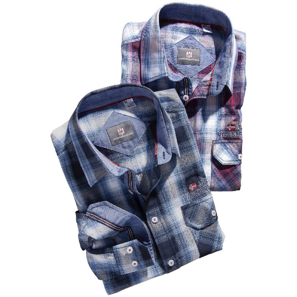 Jan Vanderstorm Hemd KAITAR Blau Kariert