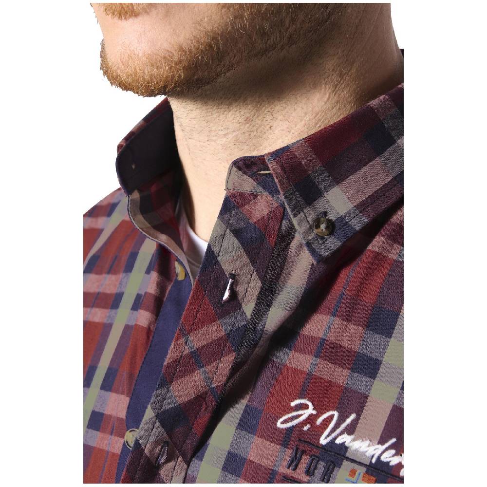 Jan Vanderstorm Hemd NANTWIN Dunkelrot Kariert