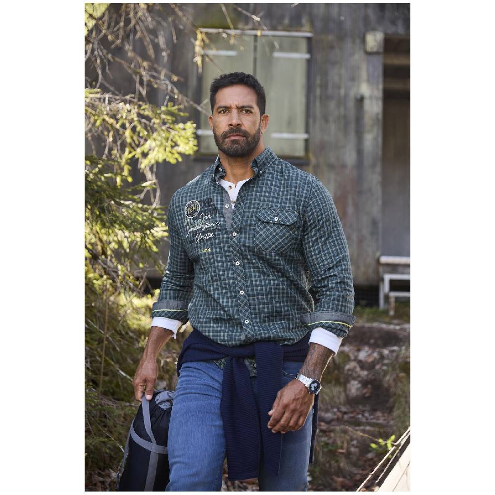 Jan Vanderstorm Hemd PERTAVIN Blau Kariert