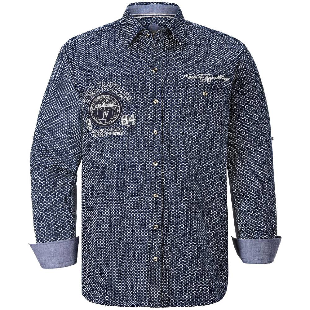 Jan Vanderstorm Hemd RAIKO dunkelblau gemustert