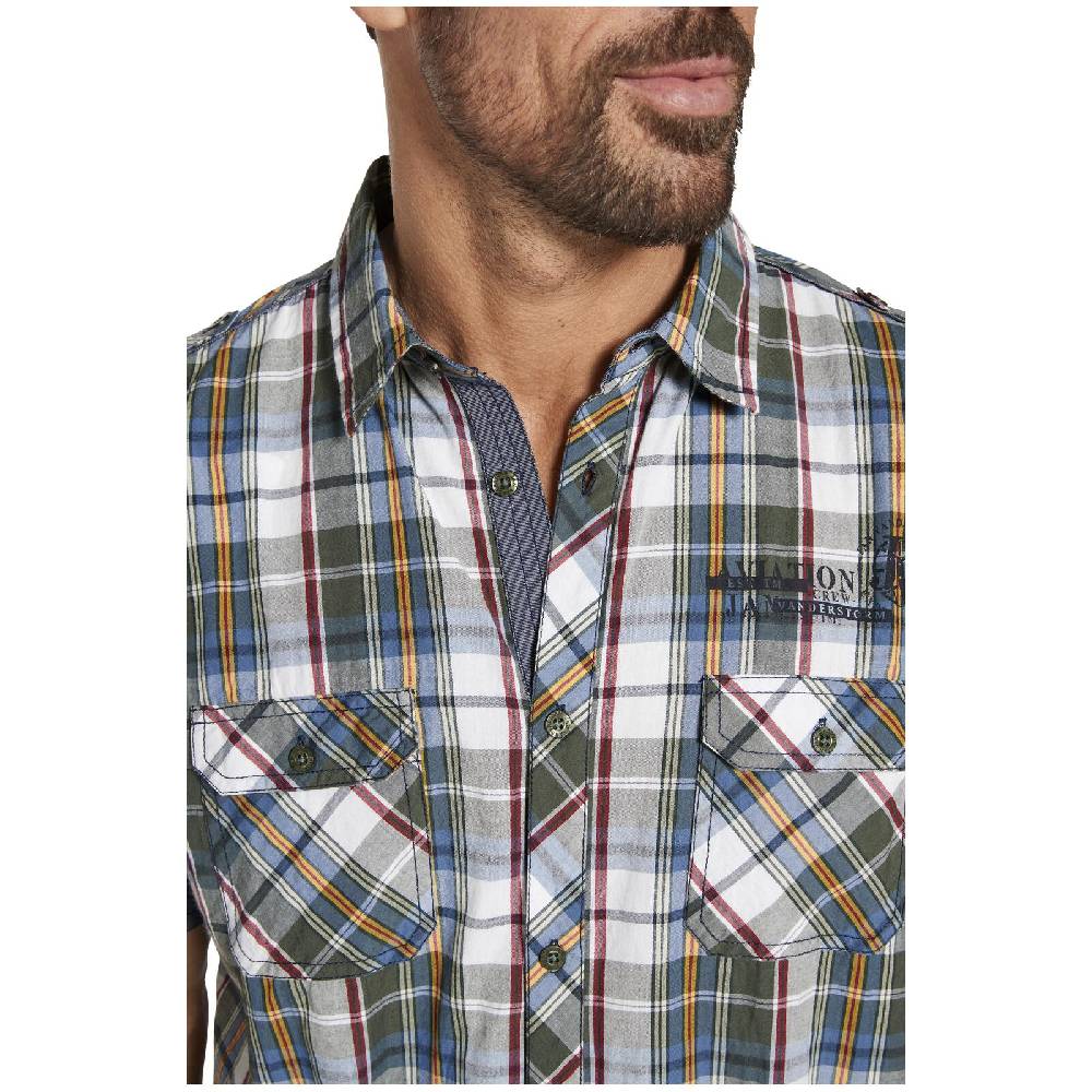 Jan Vanderstorm Kurzarmhemd AAGES Oliv Kariert