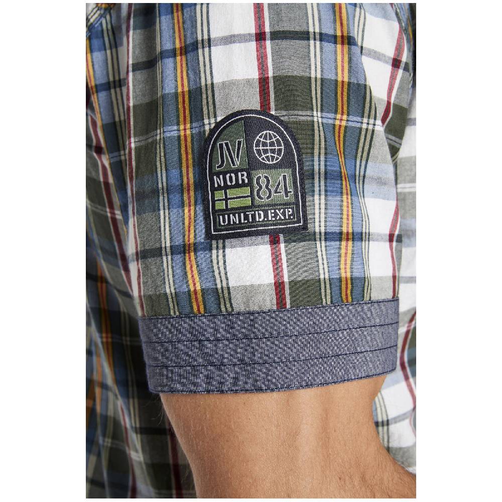 Jan Vanderstorm Kurzarmhemd AAGES Oliv Kariert