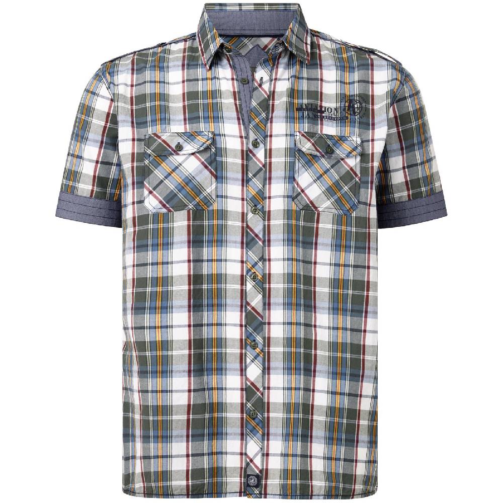 Jan Vanderstorm Kurzarmhemd AAGES oliv kariert