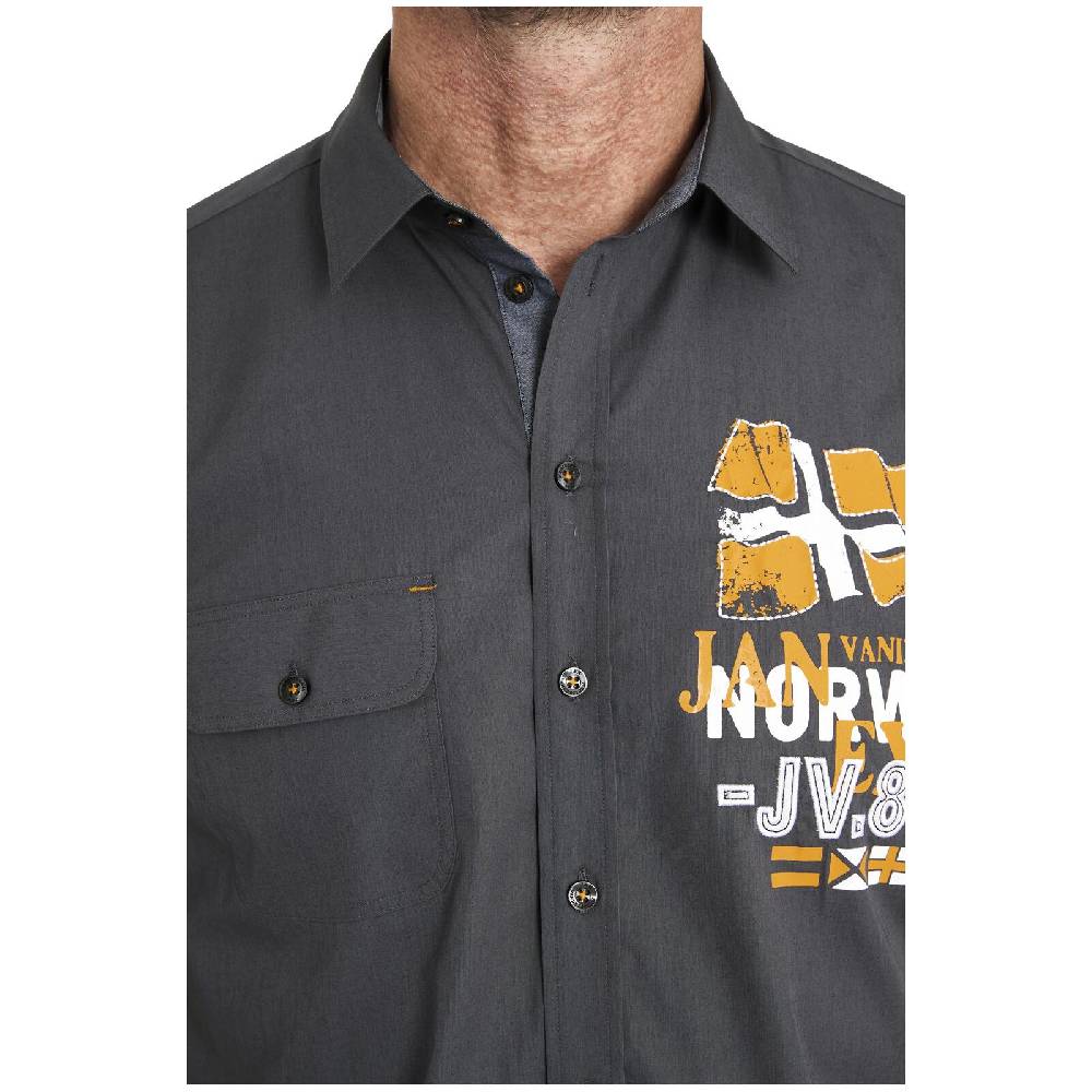 Jan Vanderstorm Kurzarmhemd ALGER Dunkelgrau