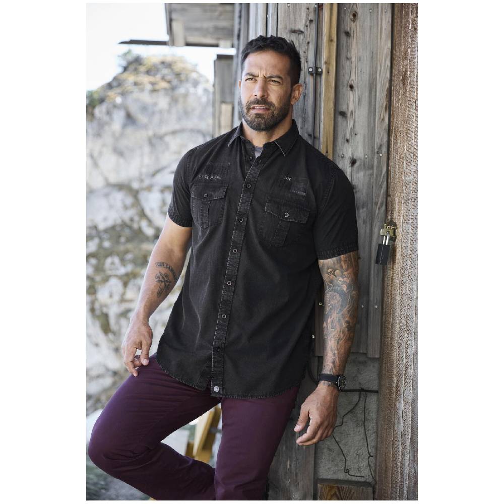 Jan Vanderstorm Kurzarmhemd ALPRI Dunkelgrau